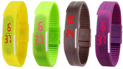 Kissu Led Magnet Band Combo of 4 Yellow, Green, Brown And Purple Watch - For Men & Women
Kissu Led Magnet Band Combo of 4 Yellow, Green, Brown And Purple Watch - For Men & Women
