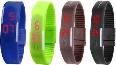 NS18 Silicone Led Magnet Band Combo of 4 Blue, Green, Brown And Black Watch - For Boys & Girls
NS18 Silicone Led Magnet Band Combo of 4 Blue, Green, Brown And Black Watch - For Boys & Girls