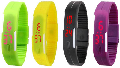 Kissu Led Magnet Band Combo of 4 Green, Yellow, Black And Purple Watch - For Men & Women
Kissu Led Magnet Band Combo of 4 Green, Yellow, Black And Purple Watch - For Men & Women