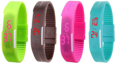 Kissu Led Magnet Band Combo of 4 Green, Brown, Pink And Sky Blue Watch - For Men & Women
Kissu Led Magnet Band Combo of 4 Green, Brown, Pink And Sky Blue Watch - For Men & Women