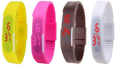 NS18 Silicone Led Magnet Band Combo of 4 Yellow, Pink, Brown And White Watch - For Boys & Girls
NS18 Silicone Led Magnet Band Combo of 4 Yellow, Pink, Brown And White Watch - For Boys & Girls