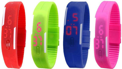 NS18 Silicone Led Magnet Band Combo of 4 Red, Green, Blue And Pink Watch - For Boys & Girls
NS18 Silicone Led Magnet Band Combo of 4 Red, Green, Blue And Pink Watch - For Boys & Girls