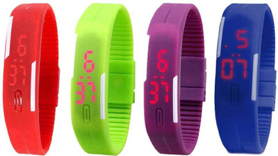 NS18 Silicone Led Magnet Band Combo of 4 Red, Green, Purple And Blue Watch - For Boys & Girls
NS18 Silicone Led Magnet Band Combo of 4 Red, Green, Purple And Blue Watch - For Boys & Girls