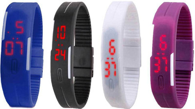 Kissu Led Magnet Band Combo of 4 Blue, Black, White And Purple Watch - For Men & Women
Kissu Led Magnet Band Combo of 4 Blue, Black, White And Purple Watch - For Men & Women
