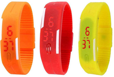 NS18 Silicone Led Magnet Band Combo of 3 Orange, Red And Yellow Watch - For Boys & Girls
NS18 Silicone Led Magnet Band Combo of 3 Orange, Red And Yellow Watch - For Boys & Girls