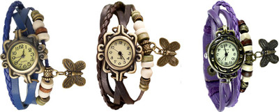 Kissu Vintage Rakhi Watch Combo of 3 Blue, Brown And Purple Watch - For Women
Kissu Vintage Rakhi Watch Combo of 3 Blue, Brown And Purple Watch - For Women