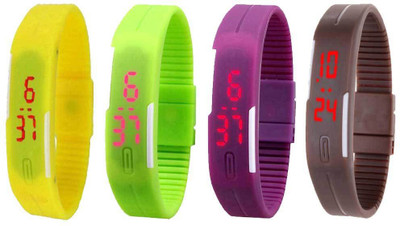 NS18 Silicone Led Magnet Band Combo of 4 Yellow, Green, Purple And Brown Watch - For Boys & Girls
NS18 Silicone Led Magnet Band Combo of 4 Yellow, Green, Purple And Brown Watch - For Boys & Girls
