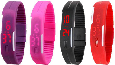 NS18 Silicone Led Magnet Band Watch Combo of 4 Purple, Pink, Black And Red Watch - For Couple
NS18 Silicone Led Magnet Band Watch Combo of 4 Purple, Pink, Black And Red Watch - For Couple