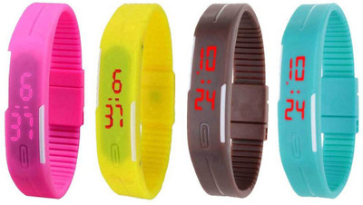 Kissu Led Magnet Band Combo of 4 Pink, Yellow, Brown And Sky Blue Watch - For Men & Women
Kissu Led Magnet Band Combo of 4 Pink, Yellow, Brown And Sky Blue Watch - For Men & Women