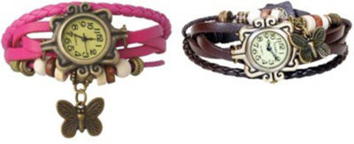 YASHMIT BRACELET BUTTERFLY PINK BROWN YE-4238 Watch - For Women