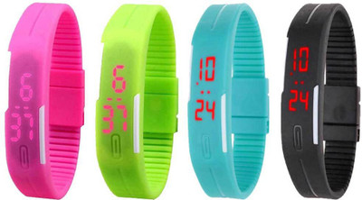 Kissu Led Magnet Band Combo of 4 Pink, Green, Sky Blue And Black Watch - For Men & Women
Kissu Led Magnet Band Combo of 4 Pink, Green, Sky Blue And Black Watch - For Men & Women