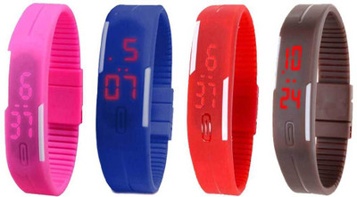 NS18 Silicone Led Magnet Band Combo of 4 Pink, Blue, Red And Brown Watch - For Boys & Girls
NS18 Silicone Led Magnet Band Combo of 4 Pink, Blue, Red And Brown Watch - For Boys & Girls