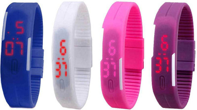 Kissu Led Magnet Band Combo of 4 Blue, White, Pink And Purple Watch - For Men & Women
Kissu Led Magnet Band Combo of 4 Blue, White, Pink And Purple Watch - For Men & Women