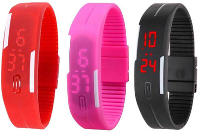 NS18 Silicone Led Magnet Band Combo of 3 Red, Pink And Black Watch - For Boys & Girls
NS18 Silicone Led Magnet Band Combo of 3 Red, Pink And Black Watch - For Boys & Girls