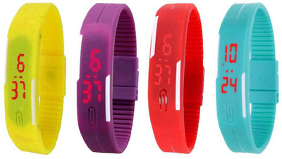 Kissu Led Magnet Band Combo of 4 Yellow, Purple, Red And Sky Blue Watch - For Men & Women
Kissu Led Magnet Band Combo of 4 Yellow, Purple, Red And Sky Blue Watch - For Men & Women