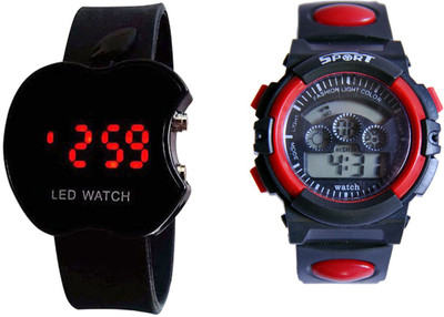 COSMIC RED DUAL TIME SSHOCK AND BLACK APPLE LED WATCH FOR BOYS AND MEN Watch - For Men