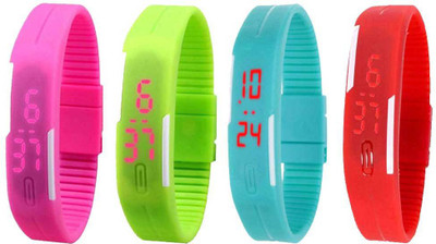 Kissu Led Magnet Band Combo of 4 Pink, Green, Sky Blue And Red Watch - For Men & Women
Kissu Led Magnet Band Combo of 4 Pink, Green, Sky Blue And Red Watch - For Men & Women