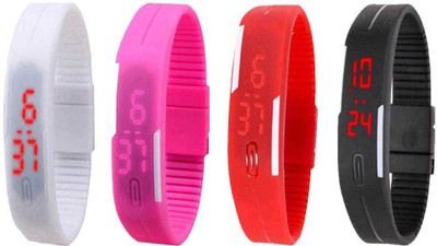 Kissu Led Magnet Band Combo of 4 White, Pink, Red And Black Watch - For Men & Women
Kissu Led Magnet Band Combo of 4 White, Pink, Red And Black Watch - For Men & Women