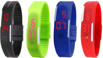 Kissu Led Magnet Band Combo of 4 Black, Green, Blue And Red Watch - For Men & Women
Kissu Led Magnet Band Combo of 4 Black, Green, Blue And Red Watch - For Men & Women