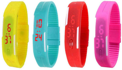 Kissu Led Magnet Band Combo of 4 Yellow, Sky Blue, Red And Pink Watch - For Men & Women
Kissu Led Magnet Band Combo of 4 Yellow, Sky Blue, Red And Pink Watch - For Men & Women