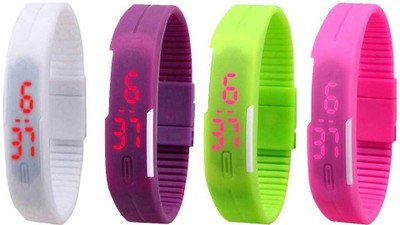 NS18 Silicone Led Magnet Band Combo of 4 White, Purple, Green And Pink Watch - For Boys & Girls
NS18 Silicone Led Magnet Band Combo of 4 White, Purple, Green And Pink Watch - For Boys & Girls