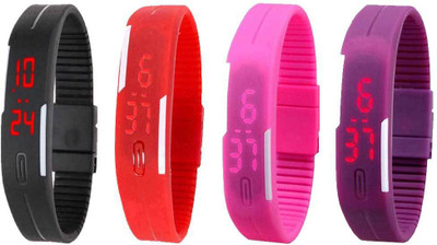 Kissu Led Magnet Band Combo of 4 Black, Red, Pink And Purple Watch - For Men & Women
Kissu Led Magnet Band Combo of 4 Black, Red, Pink And Purple Watch - For Men & Women