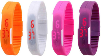 NS18 Silicone Led Magnet Band Watch Combo of 4 Orange, White, Pink And Purple Watch - For Couple
NS18 Silicone Led Magnet Band Watch Combo of 4 Orange, White, Pink And Purple Watch - For Couple