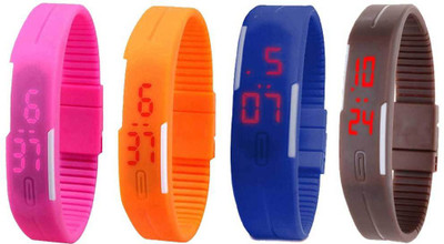 NS18 Silicone Led Magnet Band Combo of 4 Pink, Orange, Blue And Brown Watch - For Boys & Girls
NS18 Silicone Led Magnet Band Combo of 4 Pink, Orange, Blue And Brown Watch - For Boys & Girls