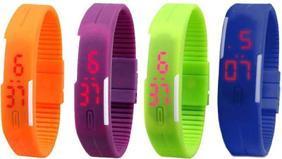 Kissu Led Magnet Band Combo of 4 Orange, Purple, Green And Blue Watch - For Men & Women
Kissu Led Magnet Band Combo of 4 Orange, Purple, Green And Blue Watch - For Men & Women