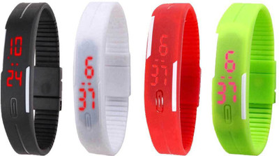 Kissu Led Magnet Band Combo of 4 Black, White, Red And Green Watch - For Men & Women
Kissu Led Magnet Band Combo of 4 Black, White, Red And Green Watch - For Men & Women