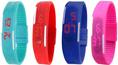 NS18 Silicone Led Magnet Band Combo of 4 Sky Blue, Red, Blue And Pink Watch - For Boys & Girls
NS18 Silicone Led Magnet Band Combo of 4 Sky Blue, Red, Blue And Pink Watch - For Boys & Girls