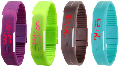 Kissu Led Magnet Band Combo of 4 Purple, Green, Brown And Sky Blue Watch - For Men & Women
Kissu Led Magnet Band Combo of 4 Purple, Green, Brown And Sky Blue Watch - For Men & Women