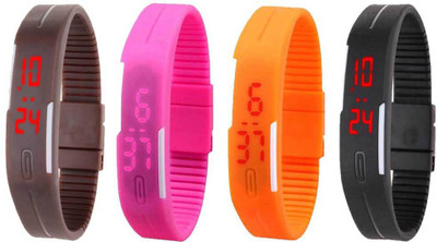 Kissu Led Magnet Band Combo of 4 Brown, Pink, Orange And Black Watch - For Men & Women
Kissu Led Magnet Band Combo of 4 Brown, Pink, Orange And Black Watch - For Men & Women