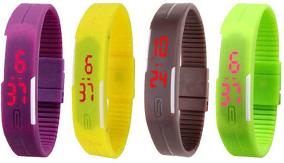 Kissu Led Magnet Band Combo of 4 Purple, Yellow, Brown And Green Watch - For Men & Women
Kissu Led Magnet Band Combo of 4 Purple, Yellow, Brown And Green Watch - For Men & Women