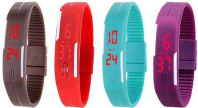 Kissu Led Magnet Band Combo of 4 Brown, Red, Sky Blue And Purple Watch - For Men & Women
Kissu Led Magnet Band Combo of 4 Brown, Red, Sky Blue And Purple Watch - For Men & Women