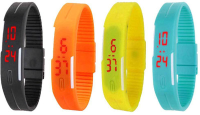 NS18 Silicone Led Magnet Band Watch Combo of 4 Black, Orange, Yellow And Sky Blue Watch - For Couple
NS18 Silicone Led Magnet Band Watch Combo of 4 Black, Orange, Yellow And Sky Blue Watch - For Couple
