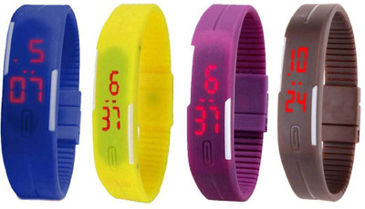 Kissu Led Magnet Band Combo of 4 Blue, Yellow, Purple And Brown Watch - For Men & Women
Kissu Led Magnet Band Combo of 4 Blue, Yellow, Purple And Brown Watch - For Men & Women
