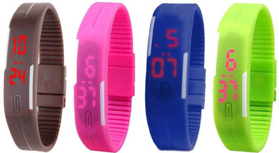 Kissu Led Magnet Band Combo of 4 Brown, Pink, Blue And Green Watch - For Men & Women
Kissu Led Magnet Band Combo of 4 Brown, Pink, Blue And Green Watch - For Men & Women