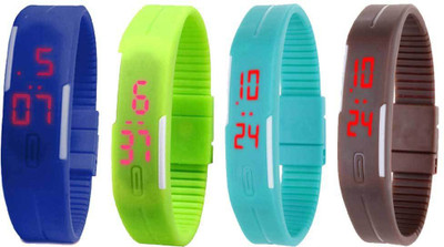 Kissu Led Magnet Band Combo of 4 Blue, Green, Sky Blue And Brown Watch - For Men & Women
Kissu Led Magnet Band Combo of 4 Blue, Green, Sky Blue And Brown Watch - For Men & Women