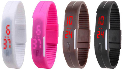 Kissu Led Magnet Band Combo of 4 White, Pink, Brown And Black Watch - For Men & Women
Kissu Led Magnet Band Combo of 4 White, Pink, Brown And Black Watch - For Men & Women