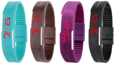 NS18 Silicone Led Magnet Band Combo of 4 Sky Blue, Brown, Purple And Black Watch - For Boys & Girls
NS18 Silicone Led Magnet Band Combo of 4 Sky Blue, Brown, Purple And Black Watch - For Boys & Girls