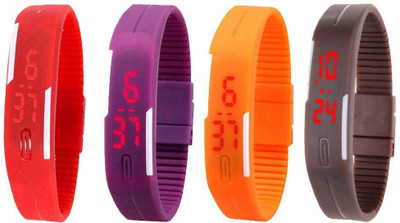 NS18 Silicone Led Magnet Band Combo of 4 Red, Purple, Orange And Brown Watch - For Boys & Girls
NS18 Silicone Led Magnet Band Combo of 4 Red, Purple, Orange And Brown Watch - For Boys & Girls