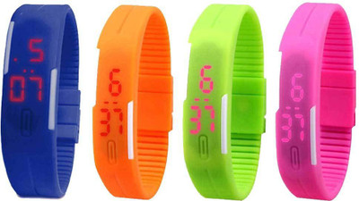 Kissu Led Magnet Band Combo of 4 Blue, Orange, Green And Pink Watch - For Men & Women
Kissu Led Magnet Band Combo of 4 Blue, Orange, Green And Pink Watch - For Men & Women