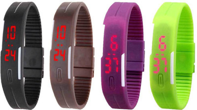 NS18 Silicone Led Magnet Band Combo of 4 Black, Brown, Purple And Green Watch - For Boys & Girls
NS18 Silicone Led Magnet Band Combo of 4 Black, Brown, Purple And Green Watch - For Boys & Girls