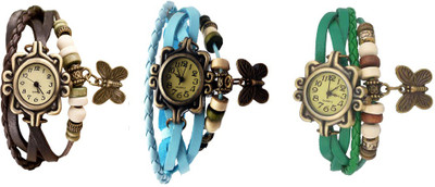 Kissu Vintage Rakhi Watch Combo of 3 Brown, Sky Blue And Green Watch - For Women
Kissu Vintage Rakhi Watch Combo of 3 Brown, Sky Blue And Green Watch - For Women