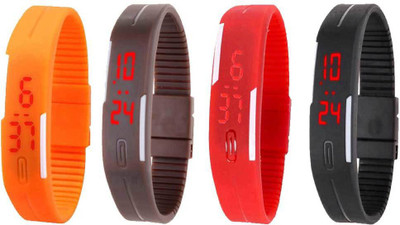 Kissu Led Magnet Band Combo of 4 Orange, Brown, Red And Black Watch - For Men & Women
Kissu Led Magnet Band Combo of 4 Orange, Brown, Red And Black Watch - For Men & Women