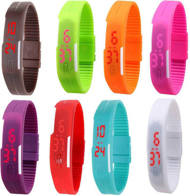 Kissu Led Magnet Band Combo of 8 Brown, Green, Orange, Pink, Purple, Red, White And Sky Blue Watch - For Men & Women
Kissu Led Magnet Band Combo of 8 Brown, Green, Orange, Pink, Purple, Red, White And Sky Blue Watch - For Men & Women