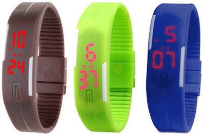 NS18 Silicone Led Magnet Band Combo of 3 Brown, Green And Blue Watch - For Boys & Girls
NS18 Silicone Led Magnet Band Combo of 3 Brown, Green And Blue Watch - For Boys & Girls