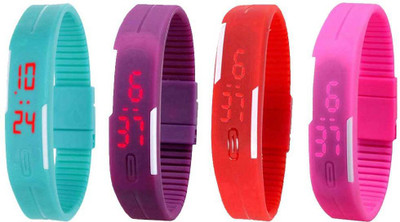 NS18 Silicone Led Magnet Band Watch Combo of 4 Sky Blue, Purple, Red And Pink Watch - For Couple
NS18 Silicone Led Magnet Band Watch Combo of 4 Sky Blue, Purple, Red And Pink Watch - For Couple