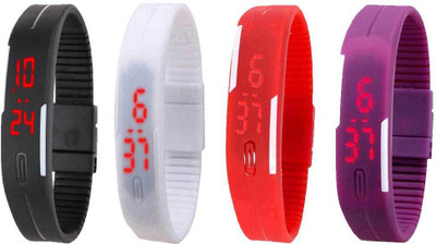 NS18 Silicone Led Magnet Band Watch Combo of 4 Black, White, Red And Purple Watch - For Couple
NS18 Silicone Led Magnet Band Watch Combo of 4 Black, White, Red And Purple Watch - For Couple